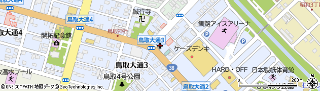 釧路鳥取郵便局周辺の地図