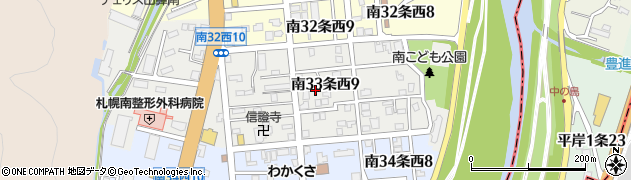北海道札幌市南区南３３条西周辺の地図