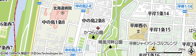 北海道札幌市豊平区中の島２条8丁目周辺の地図