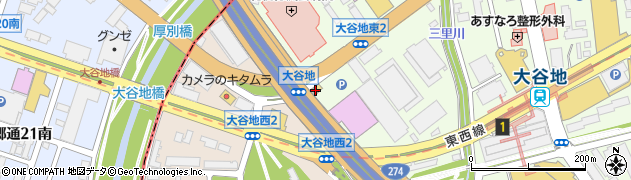 山岡家大谷地店周辺の地図