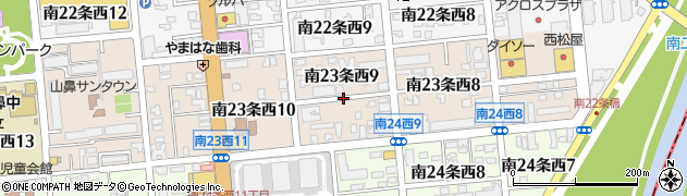 北海道札幌市中央区南２３条西9丁目周辺の地図