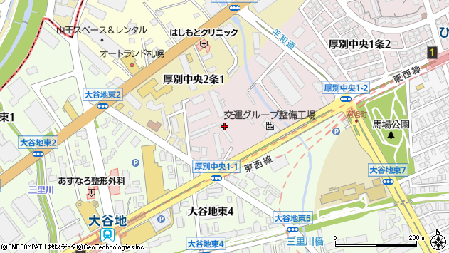 〒004-0051 北海道札幌市厚別区厚別中央一条の地図