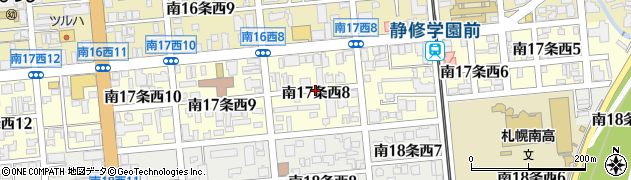 北海道札幌市中央区南１７条西8丁目周辺の地図