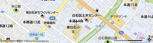 北海道札幌市白石区本通（１４丁目南）周辺の地図
