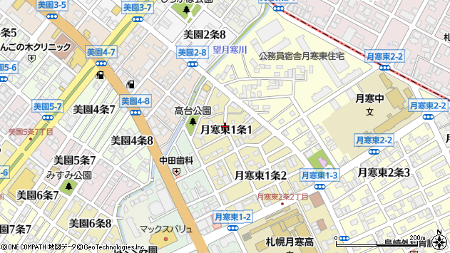 〒062-0051 北海道札幌市豊平区月寒東一条の地図