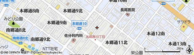 北海道札幌市白石区本郷通（１０丁目北）周辺の地図