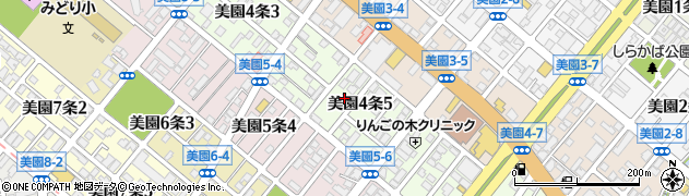 北海道札幌市豊平区美園４条周辺の地図