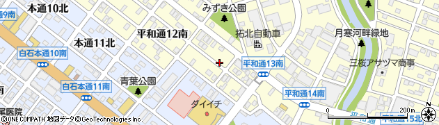 北海道札幌市白石区平和通（１３丁目南）周辺の地図