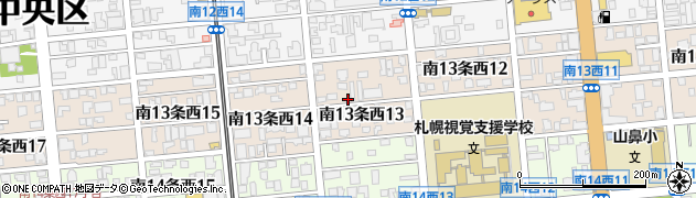 北海道札幌市中央区南１３条西周辺の地図