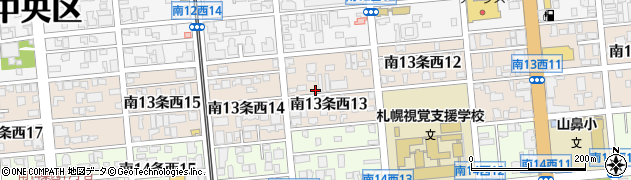 北海道札幌市中央区南１３条西周辺の地図