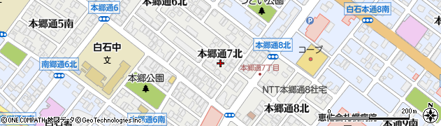 北海道札幌市白石区本郷通（７丁目北）周辺の地図