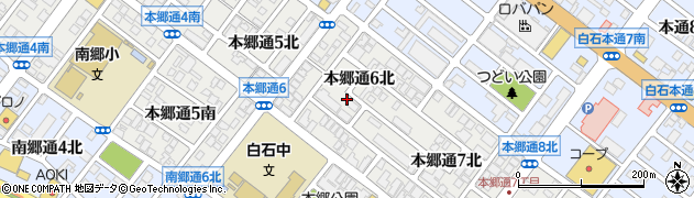 北海道札幌市白石区本郷通（６丁目北）周辺の地図