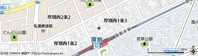 北海道札幌市厚別区厚別西１条周辺の地図