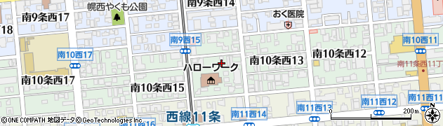 北海道札幌市中央区南１０条西周辺の地図