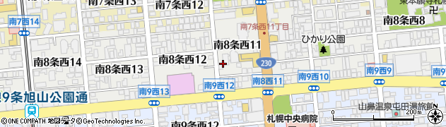 北海道札幌市中央区南８条西周辺の地図
