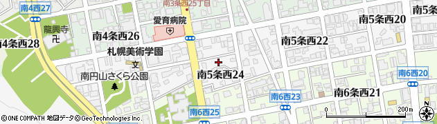 北海道札幌市中央区南５条西24丁目周辺の地図