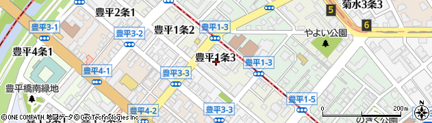 北海道札幌市豊平区豊平１条3丁目周辺の地図