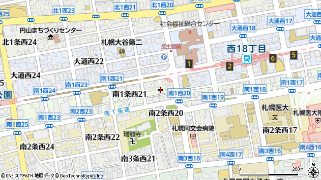 〒064-0801 北海道札幌市中央区南一条西２２丁目の地図