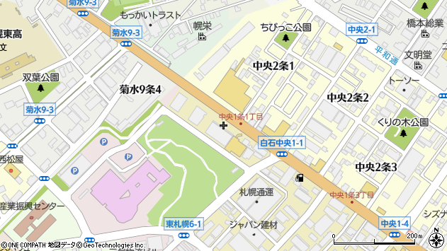 〒003-0011 北海道札幌市白石区中央一条の地図