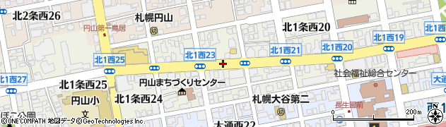 北海道札幌市中央区北１条西22丁目周辺の地図