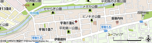 北海道札幌市西区平和１条周辺の地図