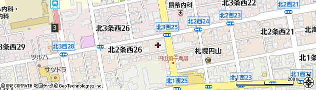 北海道札幌市中央区北２条西25丁目周辺の地図