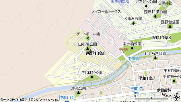 〒063-0043 北海道札幌市西区西野十三条の地図