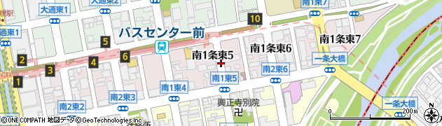北海道札幌市中央区南１条東周辺の地図