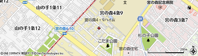 北海道札幌市中央区宮の森４条周辺の地図