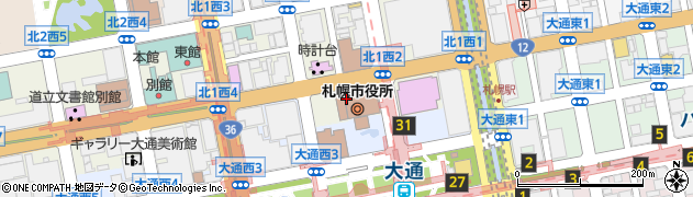 札幌市役所都市局　建築指導部監察担当課周辺の地図