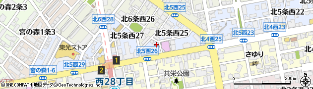 北海道札幌市中央区北５条西26丁目周辺の地図