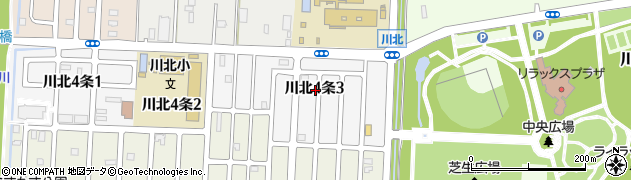 北海道札幌市白石区川北４条3丁目周辺の地図