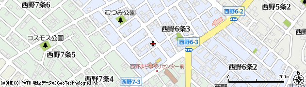 北海道札幌市西区西野６条3丁目周辺の地図