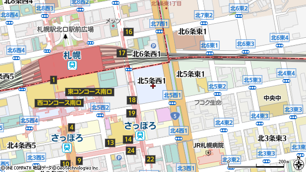 〒060-0005 北海道札幌市中央区北五条西１９丁目の地図