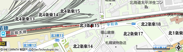 北海道札幌市中央区北３条東15丁目周辺の地図