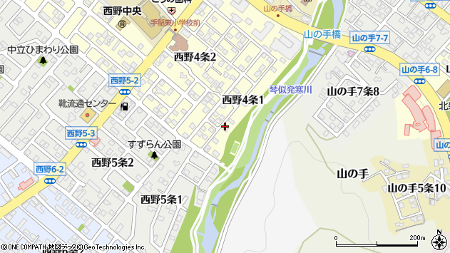 〒063-0034 北海道札幌市西区西野四条の地図