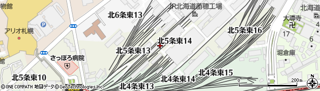 北海道札幌市東区北５条東周辺の地図