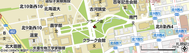 北海道大学（クラーク像）周辺の地図