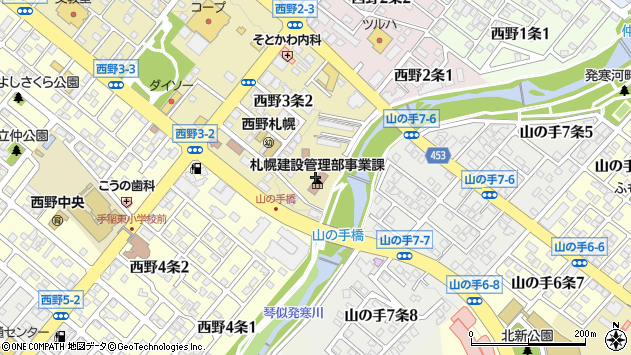 〒063-0033 北海道札幌市西区西野三条の地図
