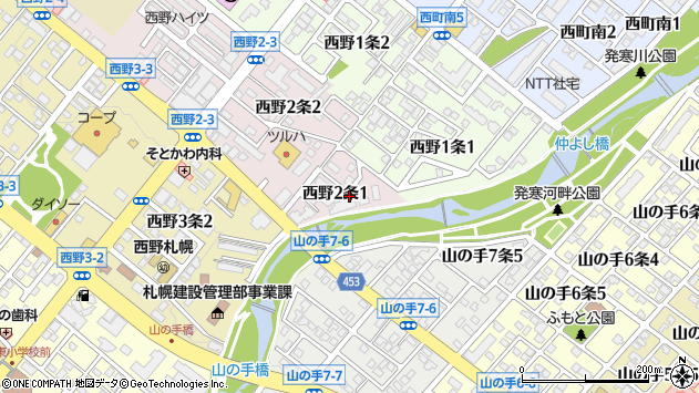 〒063-0032 北海道札幌市西区西野二条の地図