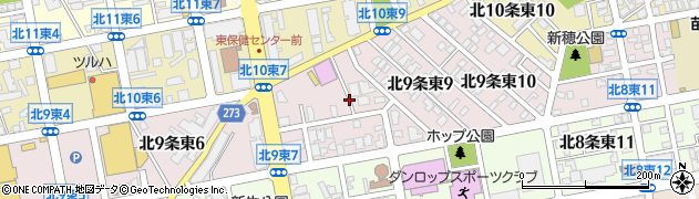 北海道札幌市東区北９条東周辺の地図