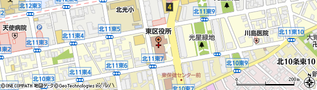 札幌市役所区役所　東区役所保健福祉部保険年金課給付係周辺の地図