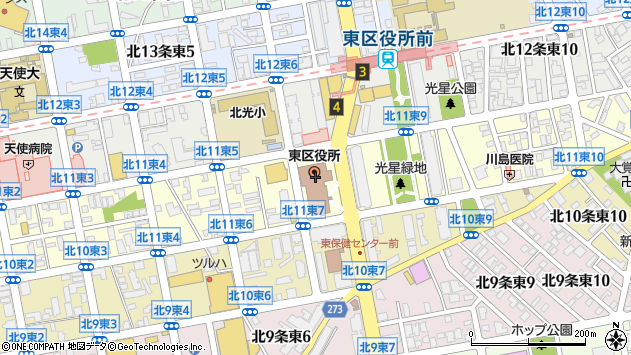 〒065-0000 北海道札幌市東区（以下に掲載がない場合）の地図