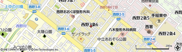 北海道札幌市西区西野３条周辺の地図