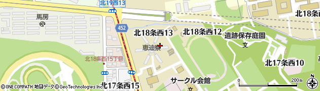 北海道大学　恵迪寮事務室周辺の地図