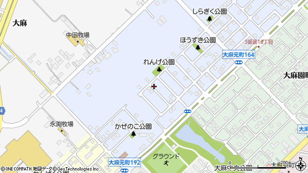 〒069-0841 北海道江別市大麻元町の地図