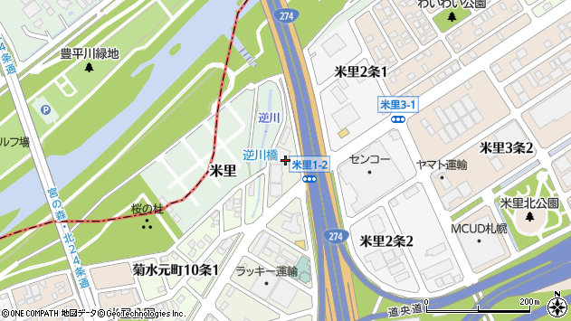 〒003-0871 北海道札幌市白石区米里一条の地図