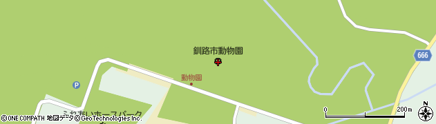 釧路市動物園周辺の地図