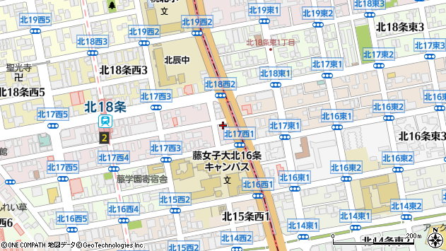 〒001-0017 北海道札幌市北区北十七条西２丁目の地図