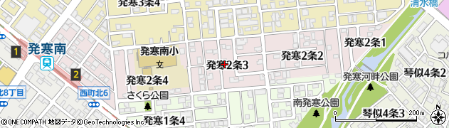 北海道札幌市西区発寒２条周辺の地図
